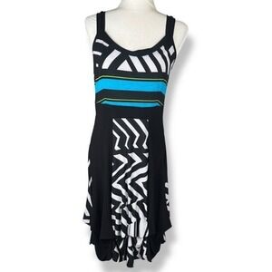 Joseph Ribkoff‎ Women's Size 8 Sleeveless Geometric Bubble Hem Dress Retro Artsy